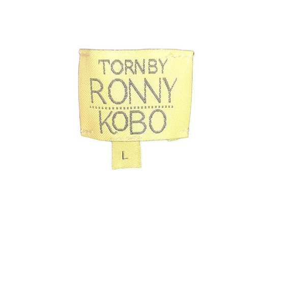 Torn by Ronny Kobo Cut Out‎ Neckline Black Long Sleeve Ribbed Sweater Size Large - Picture 6 of 8